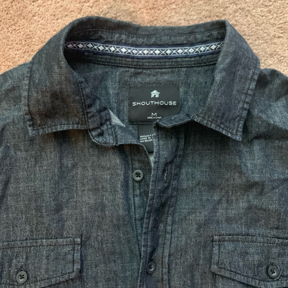 Jean Pattern Button Down Shirt - Picture 2 of 4